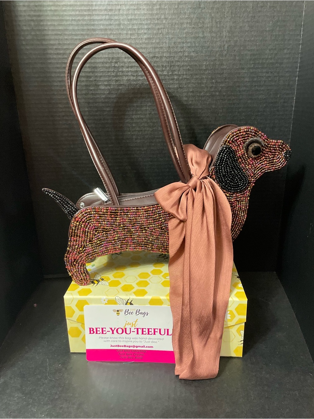 Just Bee Bags Millie Hand Beaded Dachshund Weiner bag